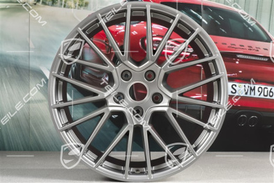 21" Komplet felg Cayenne RS Spyder, 11J x 21 ET58 + 9,5J x 21 ET46, Platinum satynowy półmat