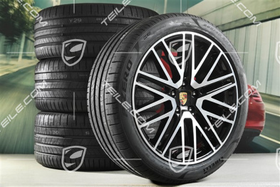 22" Sommerräder 911 Turbo Design, Felgen 10J x 22 ET48 +11,5J x 22 ET61 + Pirelli Sommerreifen 285/40 R22 + 315/35 R22, schwarz hochglanz