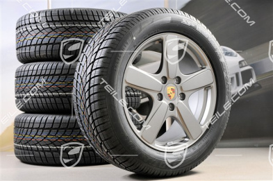 19" winter wheels set Cayenne Sport Classic, rims 8,5J x 19 ET59 + Dunlop winter tires 265/50 R19, Platinum (semigloss), with TPM